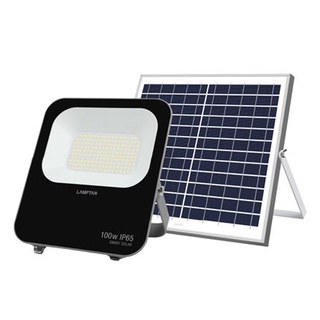 [พร้อมส่ง] HomeDoDee สปอตไลท์ SOLAR LAMPTAN FLOODLIGHT SMART SENSOR 100 วัตต์ DAYLIGHT สีดำ ไฟ Solar Cell โซลาเซลล์