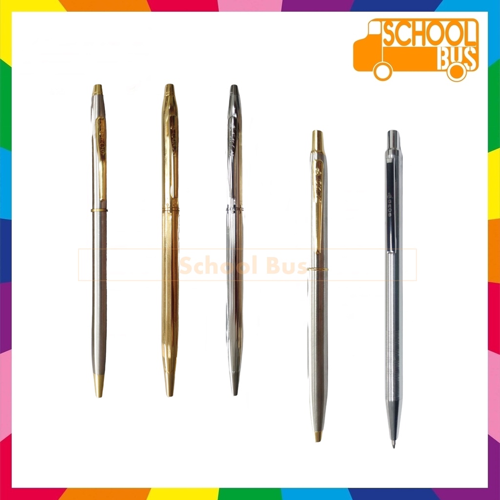 ปากกา ลูกลื่น Gros กรอส แบบกด/หมุน ทรงครอส Cross Ballpoint Pen ปากกาลูกลื่น