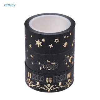 Va สติกเกอร์เทปวาชิ ลายดวงจันทร์ ดาว สีดํา 1.5 ซม. x 5 ม.