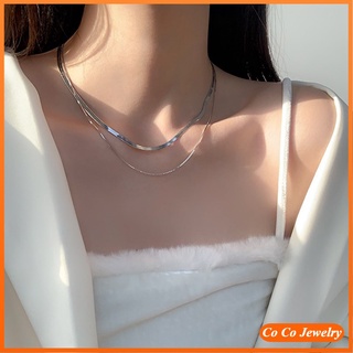 Cocojewelry สร้อยคอโซ่เงิน S925 สองชั้น เรียบง่าย สําหรับผู้หญิง