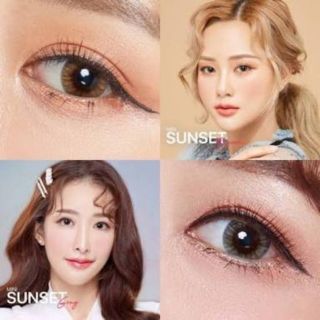 💖 Kitty kawaii ๑ Mini Sunset สายตา -00 ถึง -1000 brown gray Contactlens  บิ๊กอาย คอนแทคเลนส์ ราคาถูก แถมตลับฟรี