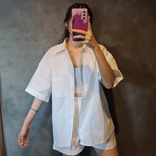 (มีแต่สี ขาว พร้อมส่งจ้าา) ชุดเซท เสื้อเชิ้ต เสื้อคลุม ชุดเซทเสื้อกางเกง เสื้อเชิ้ตกางเกงขาสั้น ชุดเซทสีสด