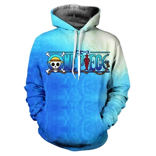 เสื้อกันหนาวมีฮู้ดพิมพ์ลายการ์ตูนวันพีช 3 D สําหรับผู้ชาย