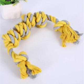 Happy PETs ของเล่นสุนัข เชือกกัดปมใหญ่ สีเหลือง เหมาะสำหรับสุนัขขนาดกลางขึ้นไป ของเล่นหมา