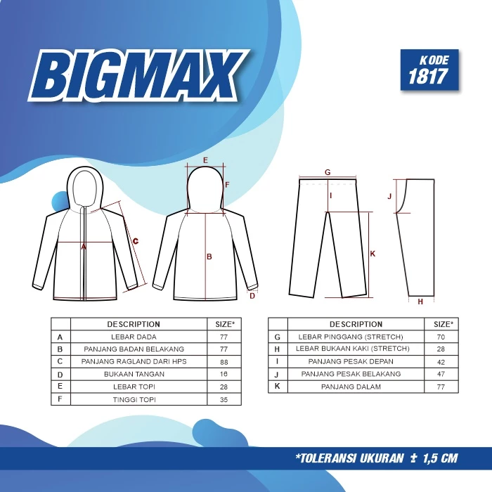 PLEVIA Bigmaxx XXXL เสื้อกันฝนผู้ใหญ่ รุ่น 1817 เสื้อและกางเกง thumbnail 9