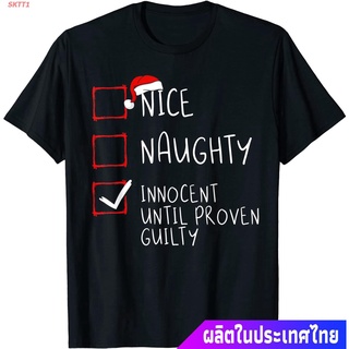 SKTT1 เสื้อยืดกีฬา Nice Naughty Innocent Until Proven Guilty Christmas List T-Shirt Sports T-shirt