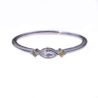 แหวนพลอยแท้ทรงมาคีประดับบ่าข้าง รหัส R323 #minimring