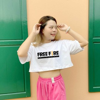 ลดราคา!! ฟีฟาย เสื้อครอป สีขาว CROP เอวลอย แขนสั้น ผ้าคอตตอน 100% เกรดพรีเมี่ยม