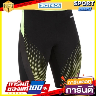 กางเกงว่ายน้ำผู้ชายทรงแจมเมอร์รุ่น 500 FIRST (สีดำ ลายสีเหลือง) Mens Jammer Swim Shorts, 500 FIRST (Black with Yellow P