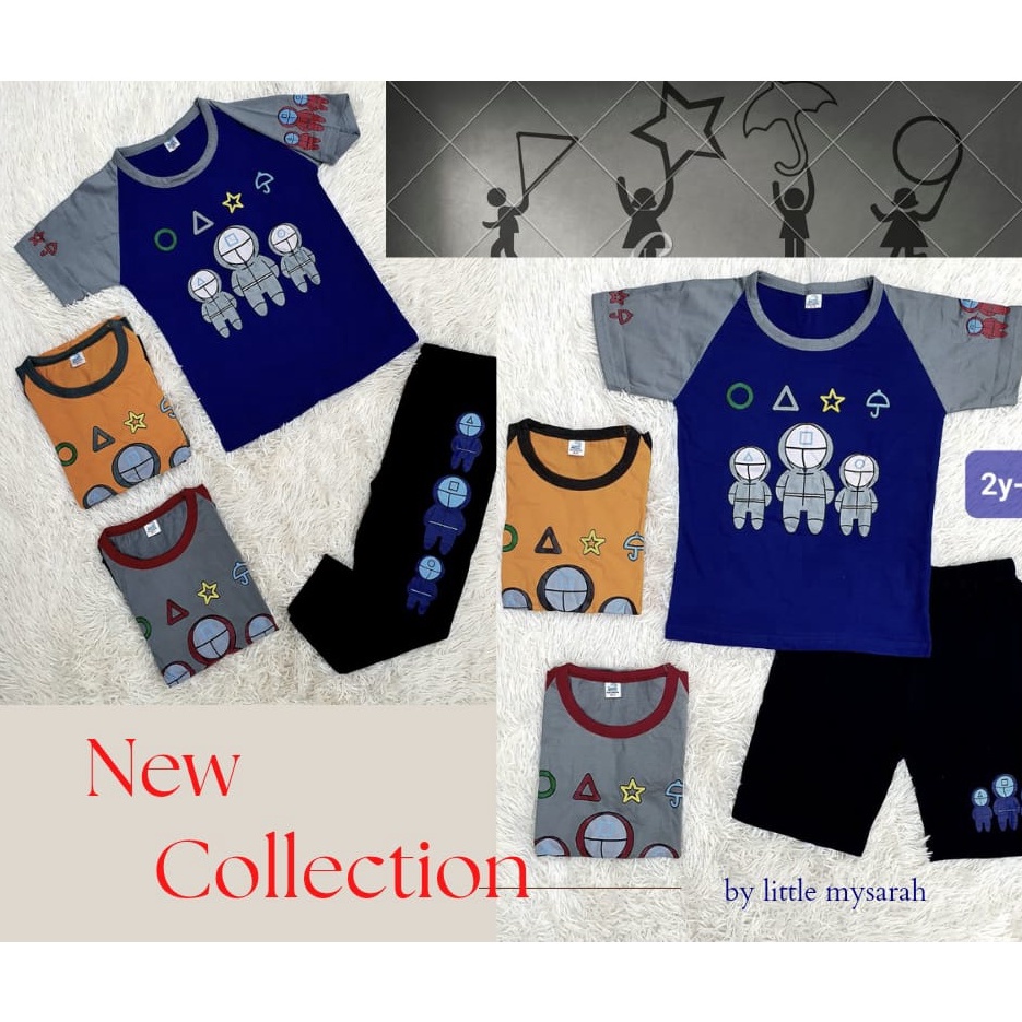 (PS19) Squid Game playset @ pijamas kids (1y-5y) set jalan seluar panjang & pendek