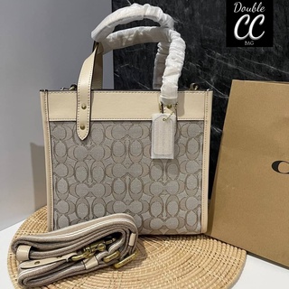 (แท้ 💯%‼ Factory) COACH Field Tote 22 In Signature Jacquard (COACH C3865)