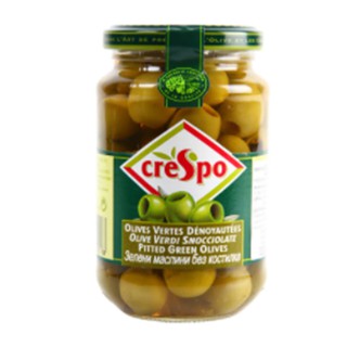 เกรสโปมะกอกเขียวไม่มีเมล็ด 333กรัม Crespo Seedless Green Olives 333g.วัตถุดิบ  อาหารกระป๋อง  ผักกระป๋อง