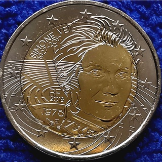 เหรียญ​ยูโร​ ฝรั่งเศส​ France, 2​ Euro, (ที่ระลึก​ Simone Veil), #1918T, ไม่​ผ่าน​ใช้​ UNC