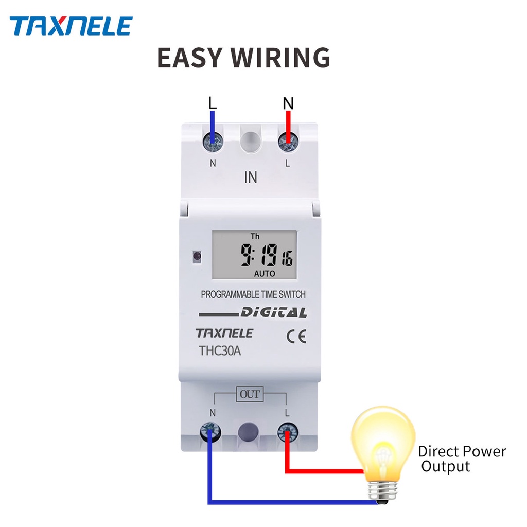 สวิตช์ตั้งเวลา ดิจิตอล Digital Timer Switch ตั้งเวลารายสัปดาห์ 7วัน 2 สาย ติดราง DIN รางปีกนก 220V 30A ตั้งเปิด-ปิดอัตโนมัติ ควบคุมรีเลย์