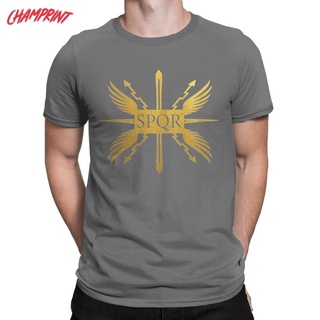 ใหม่ เสื้อยืดแขนสั้น ผ้าฝ้าย 100% พิมพ์ลาย SPQR The Roman Senate And People สไตล์วินเทจ โรมัน สําหรับทุกเพศ ทุกวัยS-5XL