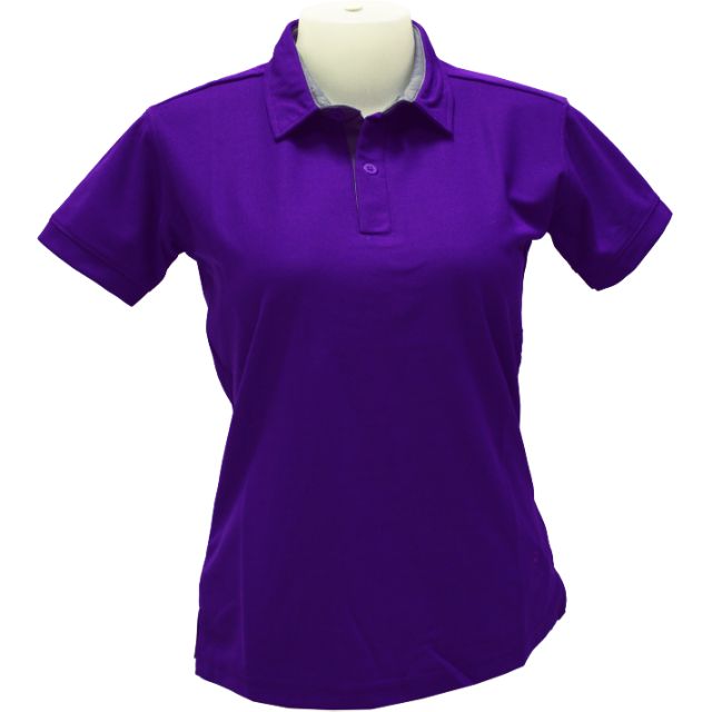 UP102 : เสื้อโปโลหญิงสีม่วง ปกเชิ๊ตทูโทน ทรงสวยเข้ารูป ใส่สบาย มีบริการเก็บเงินปลายทาง