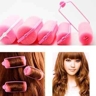 💎♥ 6Pcs ฟองน้ำ Foam Hair Curlers ลูกกลิ้ง Twist Salon Hairs จัดแต่งทรงผม