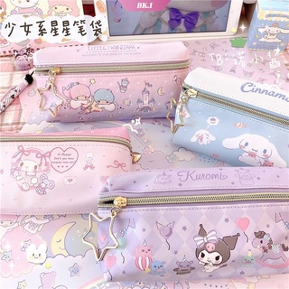 Sanrio kuromi mymelody cinnamoroll Sanrio kulomi Yugui กระเป๋าเครื่องเขียน มีซิปสองชั้น BK2