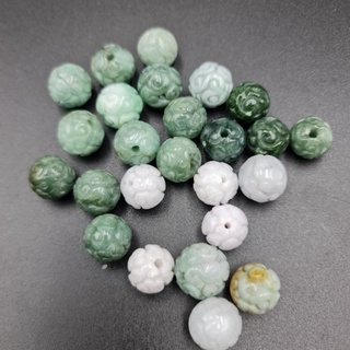 หยกพม่า เม็ดหยก แกะสลักลวดลาย งานแฮนด์เมด Jadeite type A