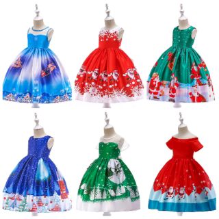 พร้อมส่ง  เดรสเด็กผู้หญิง เดรสลายคริตมาสต์สุดเก๋