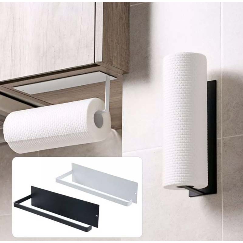 (คาร์บอนเหล็ก)ทีแขวนกระดาษทิชชูผ้าขนหนู ทีแขวนฟิล์มยืดหุ้มห่อ สำหรับห้องครัว&amp;ห้องน้ำ ชั้นเก็บของ