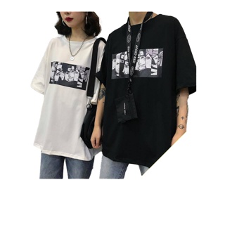 โปรโมชั่น : เสื้อคู่ชายหญิงน่ารัก oversize เสื้อผ้าวินเทจ เสื้อยืดลายการ์ตูน