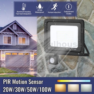 ไฟฟลัดไลท์ PIR Motion Sensor 20W 30W 50W 100W ไฟ LED เพื่อความปลอดภัยกลางแจ้ง