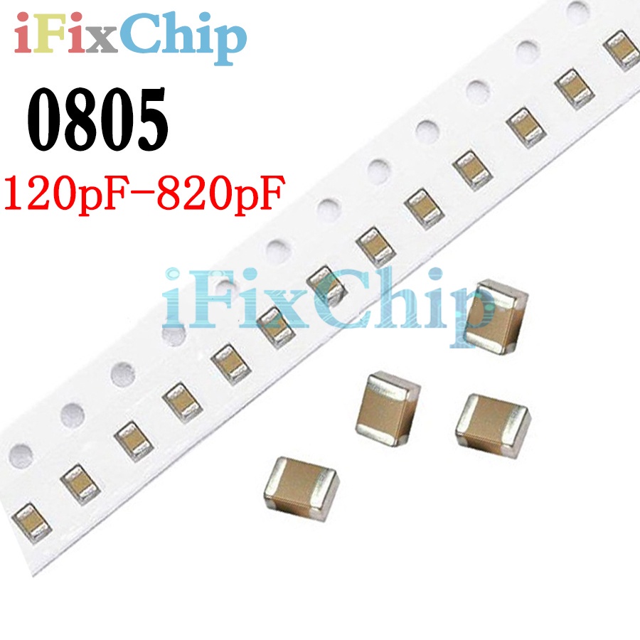 100pcs 0805 120pF-820pF 150PF 200PF 270PF 390PF 470PF 50V SMD หนาฟิล์มชิป Multilayer ตัวเก็บประจุเซร