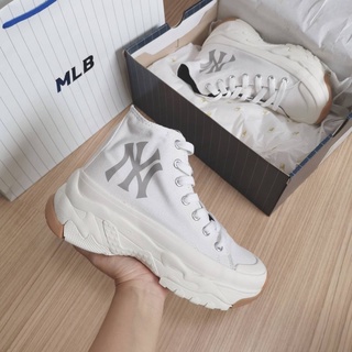 MLB Chunky High Newyork Yankees รองเท้าข้อสูง สีขาวพื้นยาง โลโก้ NY สีเทา 🤍🤎