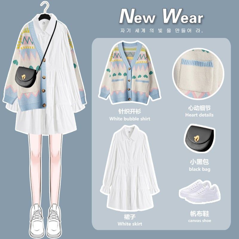 (พรีออเดอร์) เซตเดรสแขนยาว เสื้อไหมพรมน่ารักๆ - soulisseoul - ThaiPick