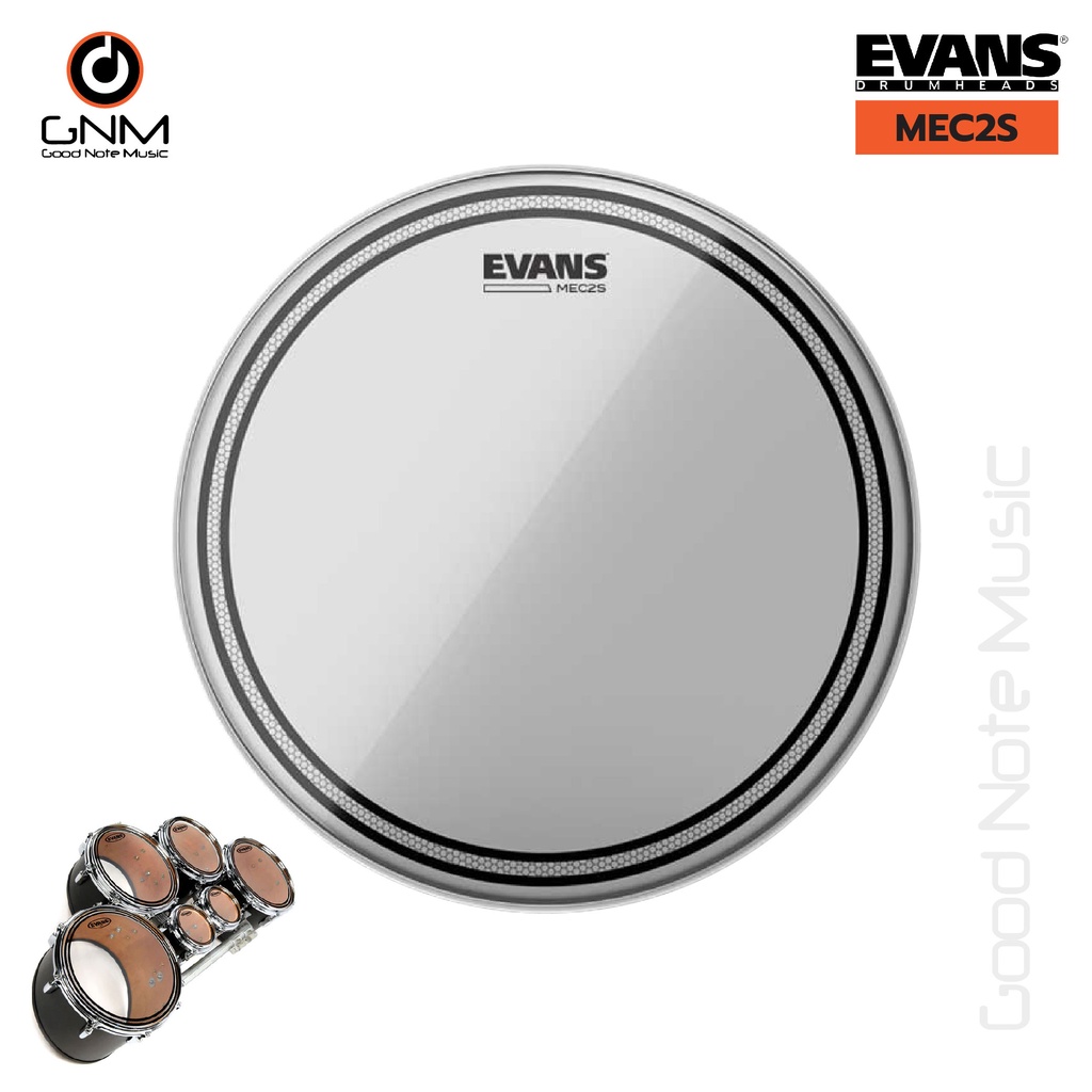 หนังกลอง EVANS รุ่น MEC2S หนังกลอง Marching Tom 2ชั้น สีใส พร้อมมิ้ว SST Overtone Control