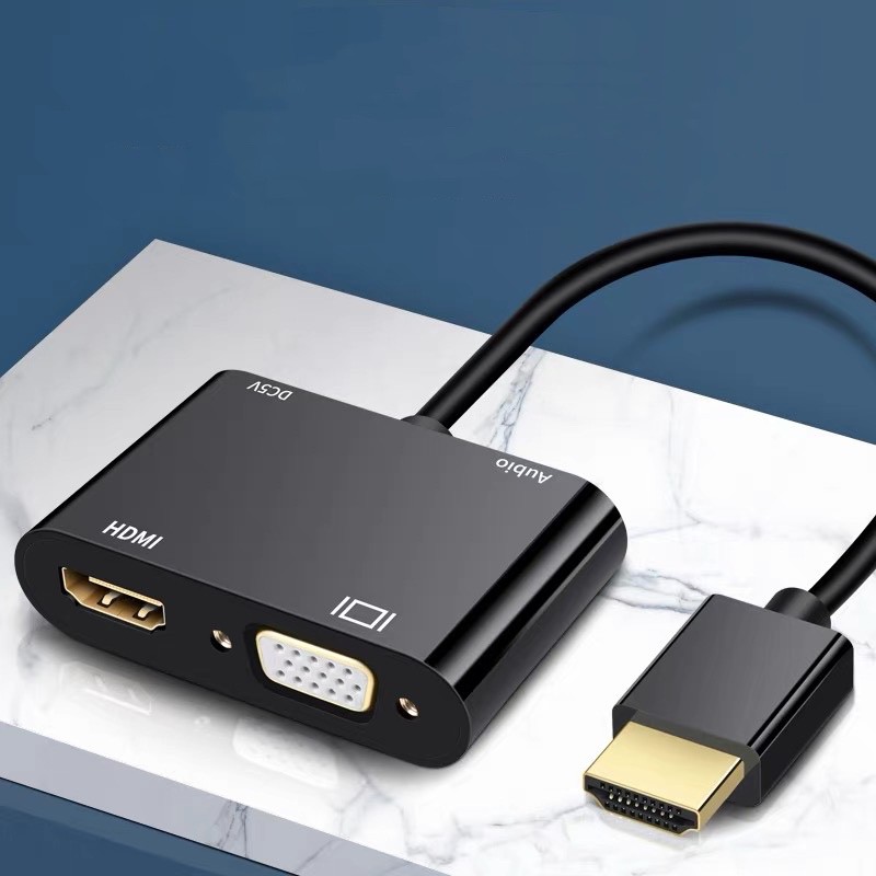 HDMI to HDMI+VGA splitter+ Video Converter Adapter HD Cable Audio Output HDMI2VGA