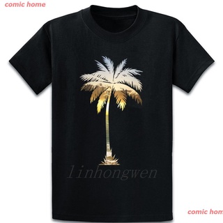 comic home 2021 เสื้อยืดพิมพ์ลายต้นปาล์มชุดชายหาดแฟชั่นลําลองสําหรับผู้ชาย sale