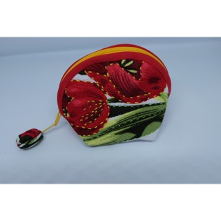 Handmade:: กระเป๋าใส่เหรียญ บุผ้า มีซิบ มีก้นกระเป๋า