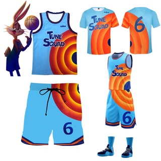 Fashionable Space Jam: A New Legacy ชุดคอสเพลย์ Jersey Tune-Squad #6 James Top and Shorts 2021