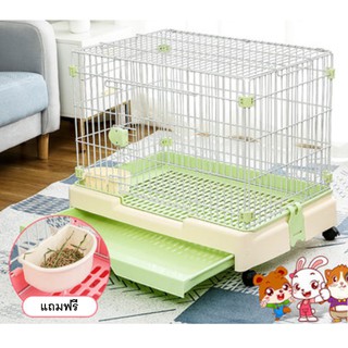 พรีออเดอร์ PET CAGE สีพาสเทล กรงกระต่าย แกสบี้ ยกขอบสูง มีลิ้นชัก กรงสัตว์เลี้ยง