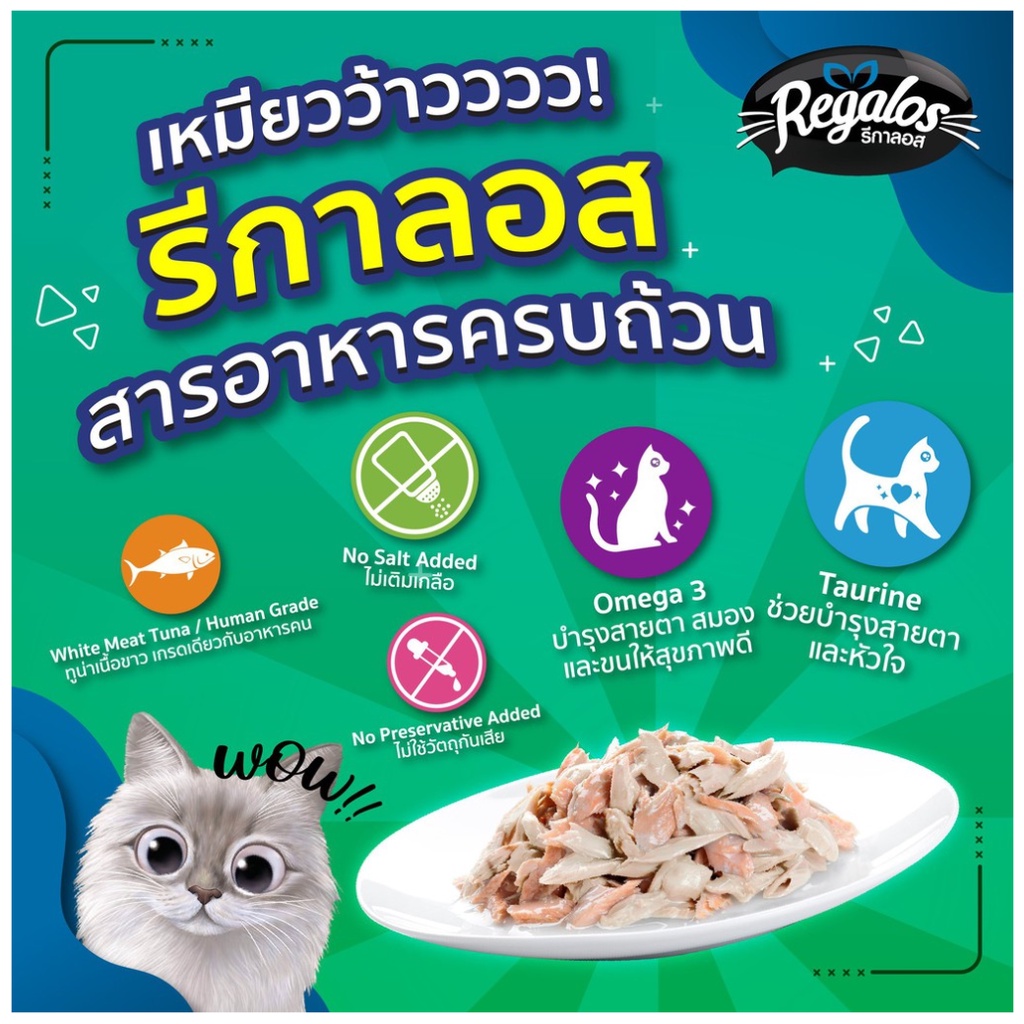 Regalos Cat Wet Food- รีกาลอส อาหารเปียกสำหรับแมว ทำจากเนื้อปลาทูน่า ในน้ำเจลลี่ (70g) ราคา ถูกที่สุด ดีลบีเคเค แกลเลอรีภาพที่ 2