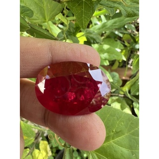 Lab made Ruby 14x12 mm weight 10 carats Red color ทับทิม  ..(1 เม็ด)