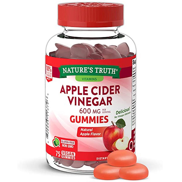 🍎 กัมมี่ช่วยลดน้ำหนักรสแอปเปิ้ลแบบเคี้ยว Nature's Truth Apple Cider Vinegar Gummies 600mg. ขนาด 60 เม็ด
