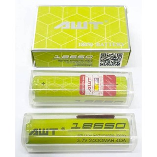 ถ่านชาร์จ AWT 18650 3.7V Green 2400 mAh 40A 2 ก้อน โค้ดเช็คได้ ของแท้