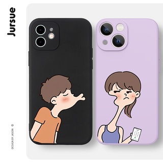 JURSUE เคสคู่ เคสไอโฟน คู่รัก กันกระแทกซิลิโคนนุ่มการ์ตูนน่ารักตลก เคสโทรศัพท์ Compatible for iPhone 14 13 12 11 Pro Max SE 2020 X XR XS 8 7 6 6S Plus พลัส XYH403