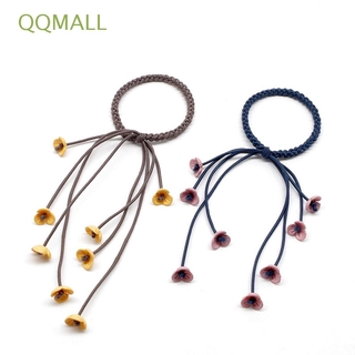 Qqmall ยางรัดผมลายดอกไม้สําหรับผู้หญิง