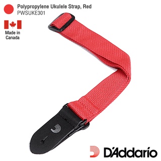 DAddario® PWSUKE301 Polypropylene Ukulele Strap สายสะพายอูคูเลเล่ สีแดง กว้าง 1.5 นิ้ว ความยาว 37 นิ้ว สามารถใช้เป็นสายกีตาร์สำหรับเด็กได้ ** Made in Canada **