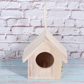 Outdoor Hanging Wooden Bird House Nesting Breeding Box Cage Accessory for Garden Courtyard