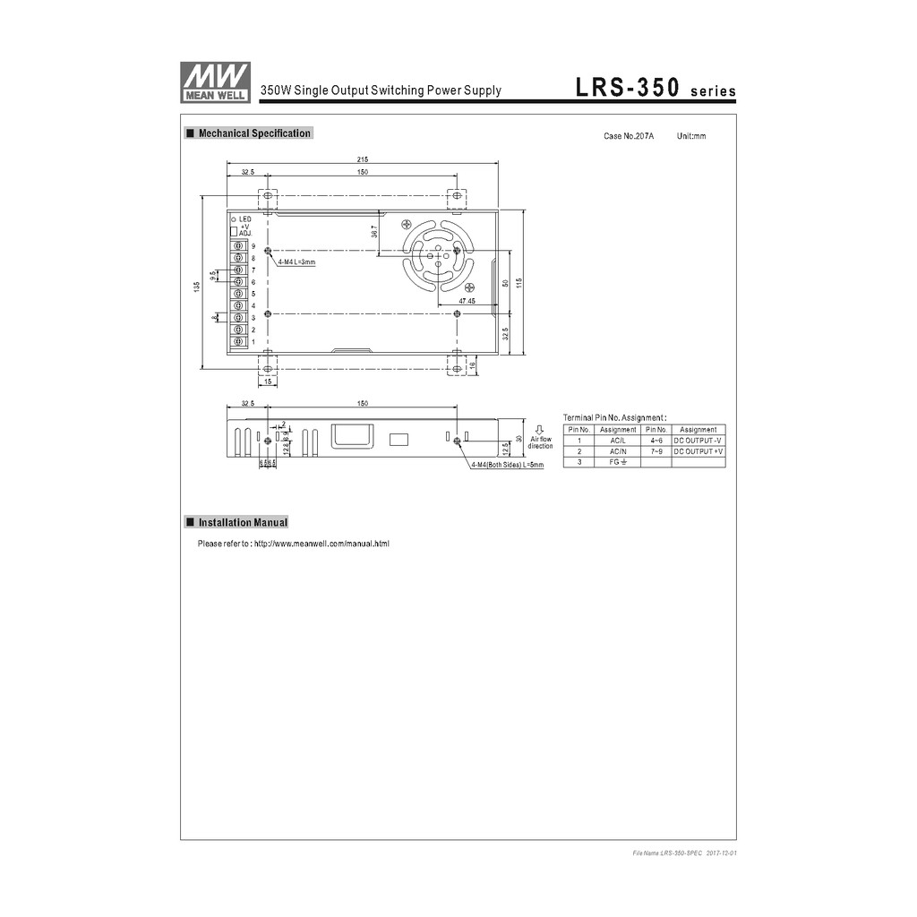 Meanwell หม้อแปลง 12V สวิทชิ่ง Mean Well 29A 350W LRS-350-12 - รูปที่ 4