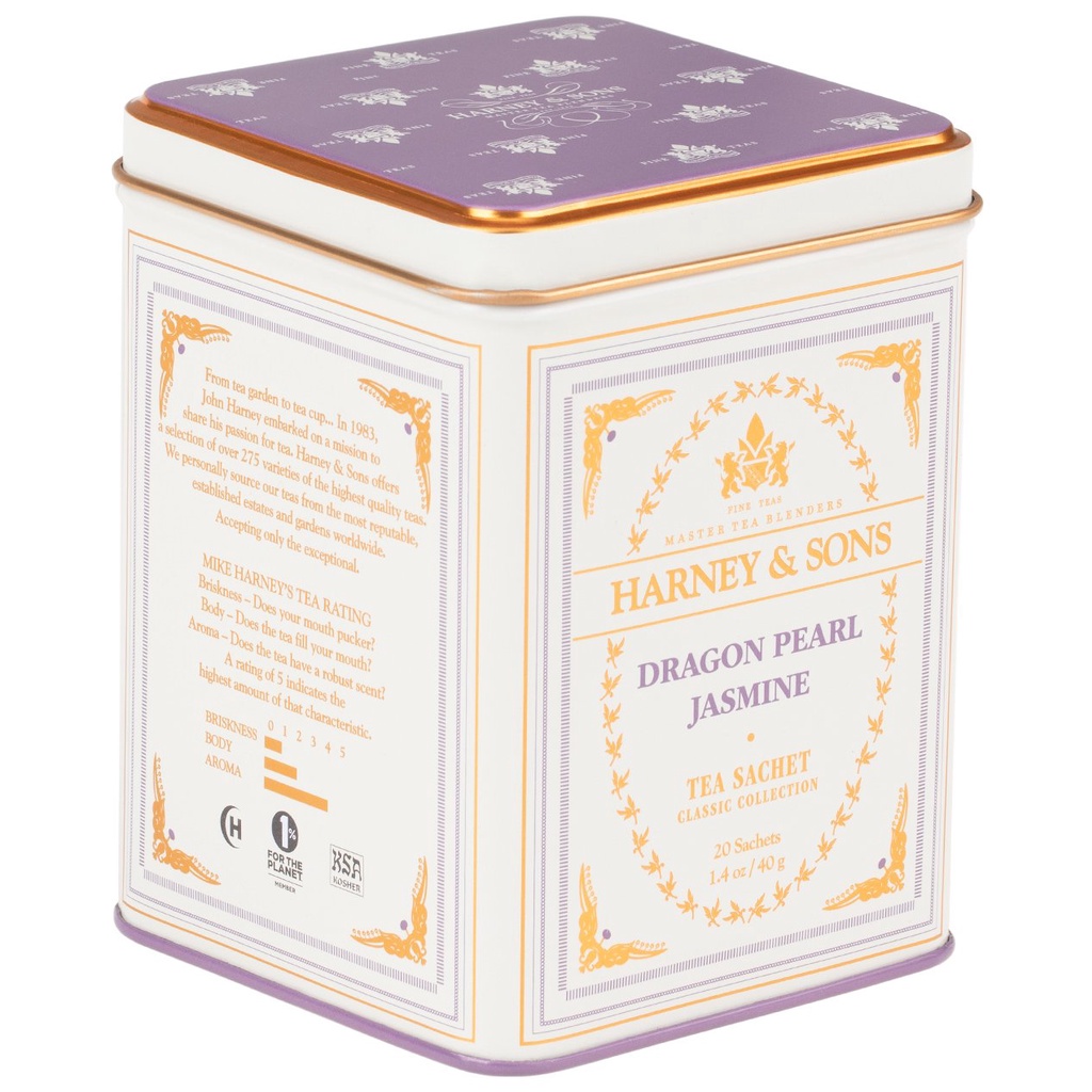 Harney&Sons Dragon Pearl Jasmine ชาขาว ชาดำ ดอกมะลิม้วนเป็นไข่มุก  ใบชาค่อยๆบานออก (1 tin 20 sachets) | Shopee Thailand