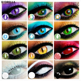 Dorella คอนแทคเลนส์คอสเพลย์ ลายการ์ตูนอนิเมะ สีดํา สีขาว 1 คู่ (2 ชิ้น)