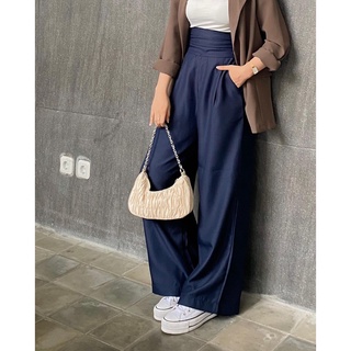 LOCLO - PALLAZO PANT - Celana Highwaist - Celana Highwaist Wanita - Celana Wanita Premium - Celana Kulot Wanita - Celana Kulot Highwaist Twill - Celana Kulot Korean Style OOTD Fashion Pants