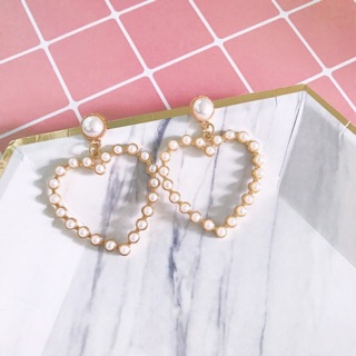 ต่างหูน่ารักๆสไตล์เกาหลี  heart pearl ⭐️พร้อมส่ง⭐️