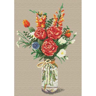 ** พร้อมส่ง ** NTM-01 Bottle flowers  ชุดปักครอสติช ภิญญ์ ,Cross Stitch Kit Pinn (Pre Order)